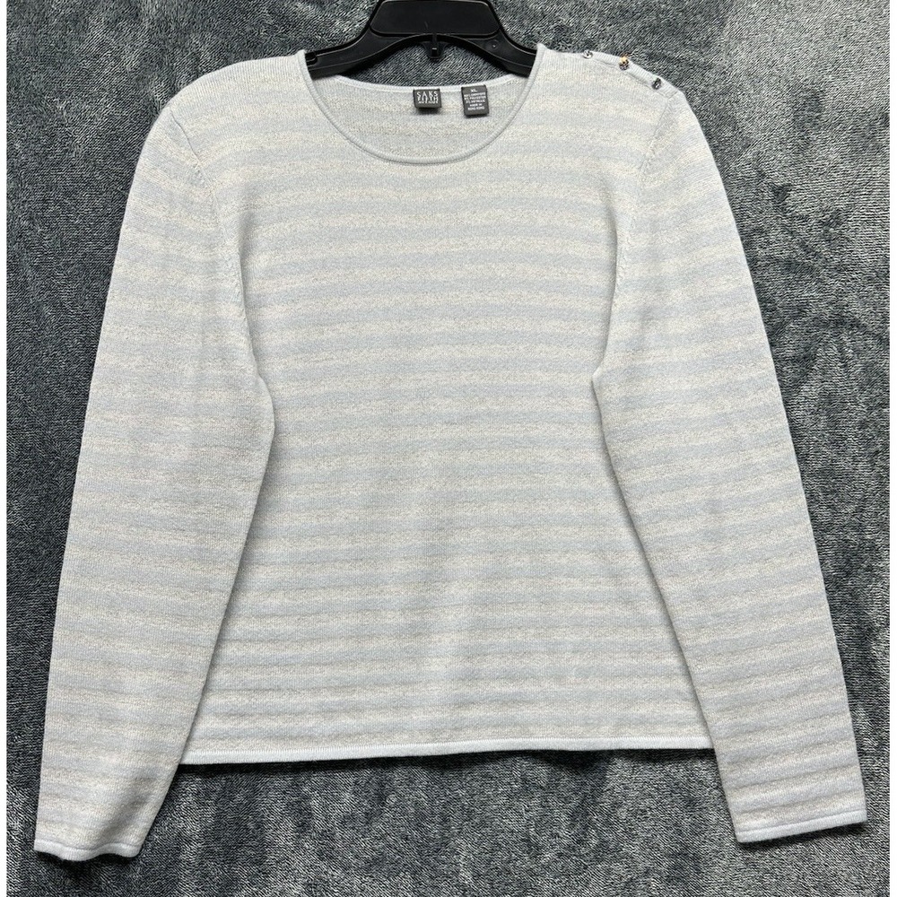 Saks Fifth Avenue Womens Size XL Gray Long Sleeve Cashmere Blend Sweater (M5)